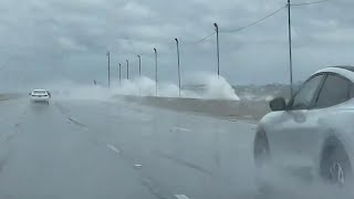 Hurricane Helene Waves crash onto the Howard Frankland Bridge between Tampa and St Pete [upl. by Adrea]