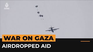 Palestinians scramble for airdropped aid in Gaza  Al Jazeera Newsfeed [upl. by Nnahsal]