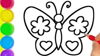 How to Draw Butterfly Easy  Pink Butterfly Drawing and colouring [upl. by Otreblig]