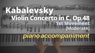 Kabalevsky  Violin Concerto in C Op48 1st Mov Piano Accompaniment Moderate [upl. by Piggy306]