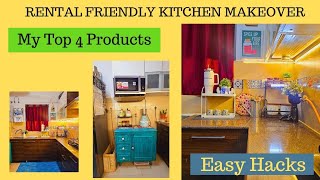 Small kitchen Makeover Under Budget ll Rental Friendly kitchen Decor and Makeover [upl. by Ligetti388]