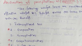 Abstractions Of Precipitation  Precipitation Losses [upl. by Akisey]