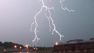 Close lightning strikes thunder with active storm in Bridgeport WV  2006 [upl. by Unders138]