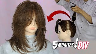 easy LAYERED HAIRCUT tutorial DIY [upl. by Ahsienak]