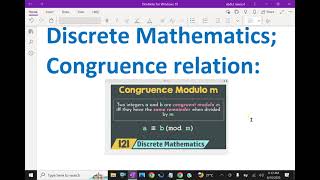 Discrete Mathematics    Congruence relation   132 discretemathematics congruencerelation [upl. by Eicarg]