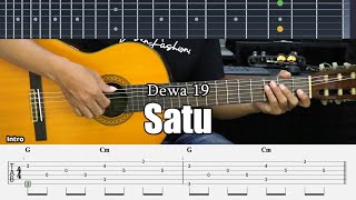 Satu  Dewa 19  Fingerstyle Guitar Tutorial  TAB amp Lyrics [upl. by Aikehs107]