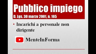 Testo Unico Pubblico Impiego D Lgs n 165 del 2001 Parte 22  incarichi person non dirigente [upl. by Horsey]