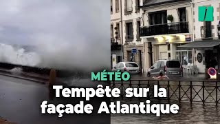 Les images de la côte Atlantique les pieds dans l’eau après le passage de la tempête Céline [upl. by Ahsinyar922]