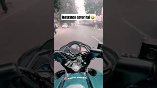 Insurance cover hai 😂 Viral video 📸 pulsar Ns 🚀 comedy mirchmurga podcast bikeblogger rider [upl. by Nisen282]