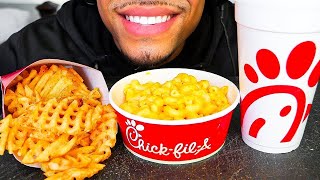 ASMR CHICKFILA MAC N CHEESE STIRRING WAFFLE FRIES DRINKING JERRY EATING NO TALKING MUKBANG [upl. by Dermott]