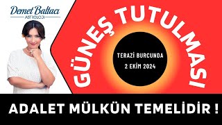 Güneş Tutulması 2 Ekim 2024 Terazi Burcunda Astrolog Demet Baltacı astroloji burçlar tutulma burç [upl. by Elleon686]