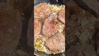 Filet Mignon with Mustard and Onion Sauce recipe foodshorts filetmignon [upl. by Ennahgiel]