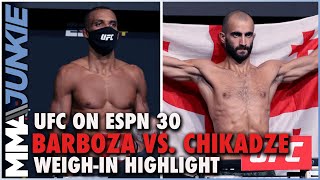 Edson Barboza Giga Chikadze both make weight easily for UFC on ESPN 30 [upl. by Wilonah]