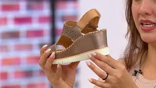 Pikolinos Leather Perforated Wedge Sandals  Aguadulce on QVC [upl. by Acinod]