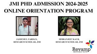 JMI PhD Admission 20242025  Online Orientation Program  Revamp Ed [upl. by Amiel]