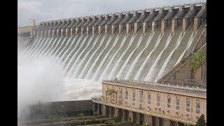 Nagarjuna Sagar Dam All Gates Opened  Rare view of Nagarjunasagar Dam on Krishna River  Hybiz TV [upl. by Ellehcit]