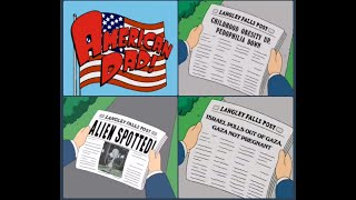 American Dad All Newspaper Gag Headlines from the Intro Sequence  Seasons 1  3 [upl. by Yelah]