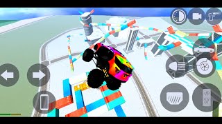 Franklin Found Giants Police Monster Truck Mega Ramp challenge In INDIAN BIKE DRIVING 3D [upl. by Yer]