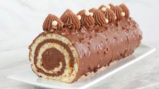 Ma Meilleure BUCHE ROULÉE CHOCOLAT Facile à faire  GLAÇAGE ROCHER [upl. by Netsirhk]