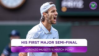 Lorenzo Musetti  Winning moment  Quarterfinal  Wimbledon 2024 [upl. by Rehsa115]