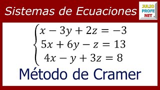 Sistemas de ecuaciones lineales 3×3 por método de Cramer [upl. by Marybella]