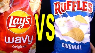 Lays Wavy vs Ruffles Original  What are the Best Potato Chips FoodFights Taste and Food Reviews [upl. by Gotthelf]