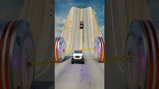 Unstoppable Bollard Trap Crushes Police Convoy  BeamNG Drive Physics Test [upl. by Tyne]