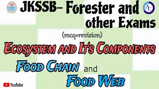 ECOSYSTEM ITS COMPONENTSFOOD CHAIN FOOD WEBMCQ CUM REVISIONJKSSB FAA [upl. by Nyrac]