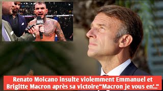 Renato Moicano insulte violemment Emmanuel et Brigitte Macron après sa victoire“Macron je vous” [upl. by Mahon860]