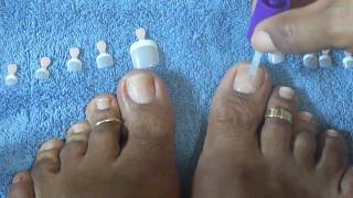 How to apply Kiss Salon French Toenails Tutorial [upl. by Nairda745]