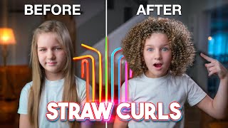 Heatless Curls  Straight to Curly Hair Tutorial  Straw Curls [upl. by Yerdua]