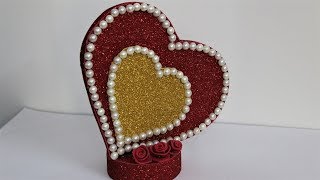 Heart Showpiece for VALENTINES day DIYGifts Ideas 2019Beautiful Heart showpiece [upl. by Tenn202]