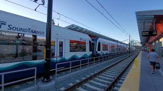 New Sound Transit 1 Line Link Light Rail Tram Arrives amp Departs Shoreline North 185th Station [upl. by Jelsma]