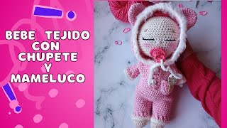 BEBE DORMILON CON CHUPETE Y MAMELUCO PASO A PASO amigurumis crochet aprende muñecos [upl. by Brucie]