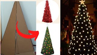 Árbol de Navidad hecho con cartón reciclado 🎄 Fácil y rápido Árbol de navidad [upl. by Shalne]