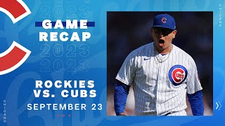 Game Highlights Assad Tosses Four Scoreless Cubs Battle Back for 63 Win vs Rockies  92323 [upl. by Limemann]