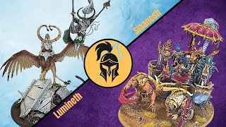 Age of Sigmar Battle Report Lumineth RealmLords vs Hedonites of Slaanesh Warcoda Series RAGES ON [upl. by Gretal907]