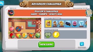 BTD6 ADVANCED CHALLENGE  PLAYERS CHALLENGE  HARD  CHIMPS  LEAST CASH  November 13 2024 [upl. by Selena360]