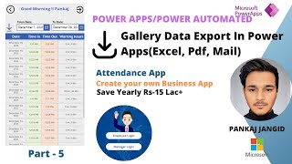 Power Apps Gallery Item Export In Excel  Attendance Application Part 5 [upl. by Salangia]