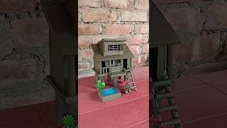 Beautiful miniature clay house making 🏡  clayhouse mudhouse craft [upl. by Eerihs]