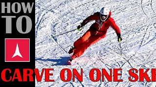 4 Steps How To CARVE ON 1 SKI [upl. by Elleinad]