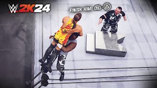 Brutal Moves on Steel Steps in WWE 2K24 [upl. by Pearman852]