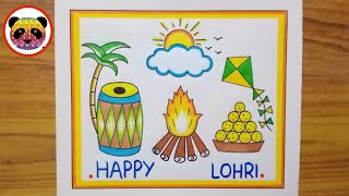 Lohri Drawing Easy Steps  Lohri Festival Drawing  Happy Lohri Drawing  How to Draw Lohri [upl. by Schug676]