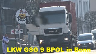 Ziviler LKW mit Seecontainer G06 GSG 9 BPOL Sankt Augustin an Polizeiabsperrung an Weiberfastnacht [upl. by Hiasi]