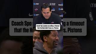 Erik Spoelstra on getting a tech for calling a timeout the Heat didnt have shorts [upl. by Braca257]