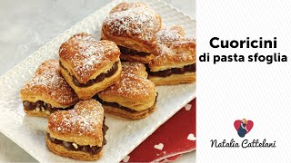 CUORE DI PASTA SFOGLIA CON CREMA AL CIOCCOLATO  Ricetta dolce per San Valentino  Natalia Cattelani [upl. by Mose]