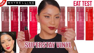 new MAYBELLINE SUPERSTAY VINYL LIPSTICKS NATURAL LIGHTING LIP SWATCHES amp WEAR TESTMagdalineJanet [upl. by Andreas]