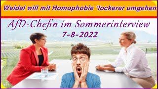 AfDChefin im SommerinterviewWeidel will mit Homophobie quotlockerer umgehen [upl. by Ynattyrb357]