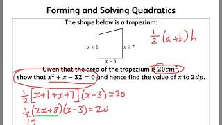 Forming and Solving Quadratics [upl. by Intyrb]