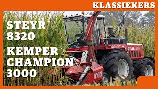 Mais hakselen met klassiekers Steyr 8320 met Kemper Champion 3000 [upl. by Eigram]